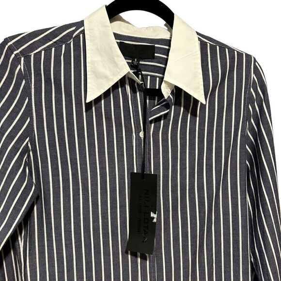 Revolve NILI LOTAN Hailey striped cotton-poplin shirt - Picture 9 of 15